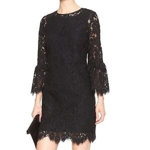 NWT Banana Republic Black Lace Dress with Bell Sleeves | 14